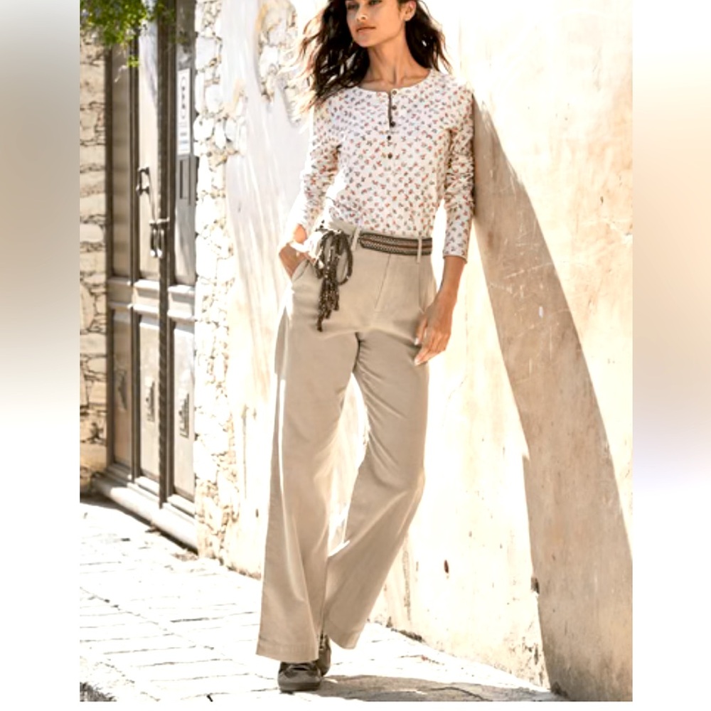 NWOT Massimo Dutti High-Waisted Wide-Leg Corduroy Pants Button Detail Size 4